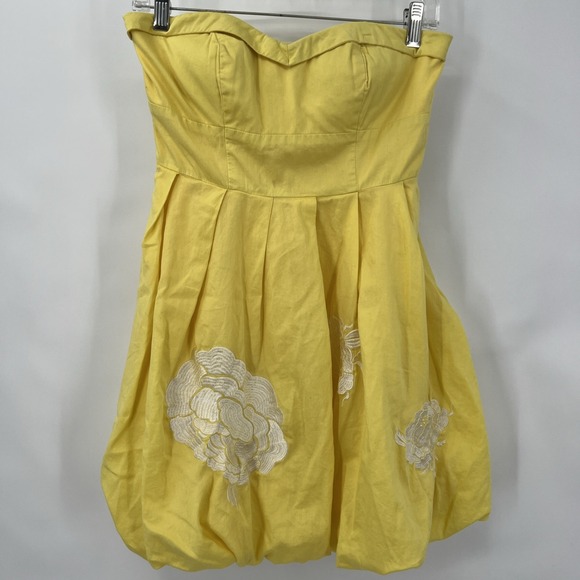 Twenty One Pilots Dresses & Skirts - Women's A Line Babydoll Dress Yellow Mini Sweetheart Neck Strapless Beaded S